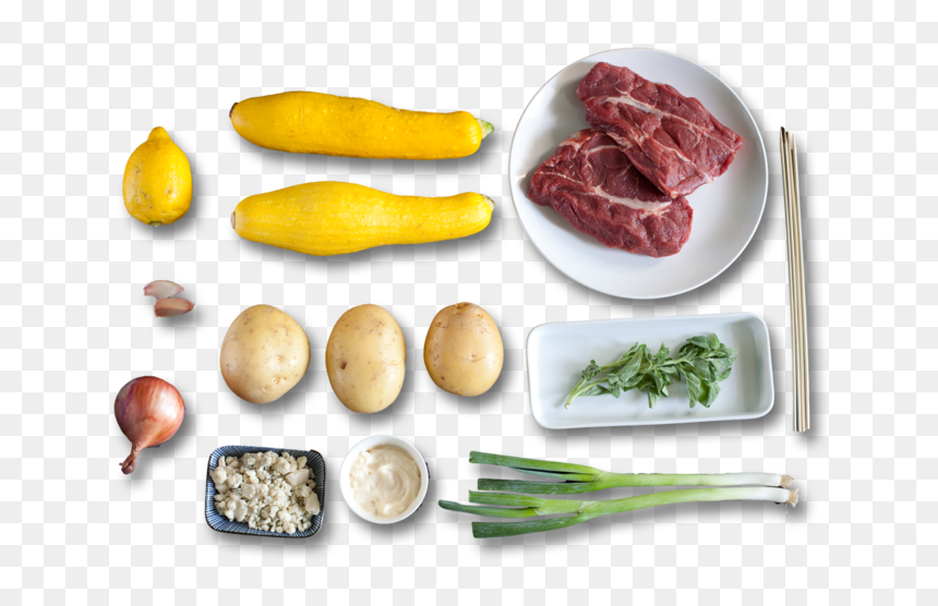Steak & Summer Squash Kabobs With Blue Cheese Potato - Recipe, HD Png Download - potato salad png