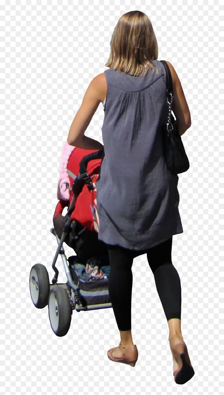 Mother Pushing Her Child In A Pram - Mother With Stroller Png, Transparent Png - stroller png