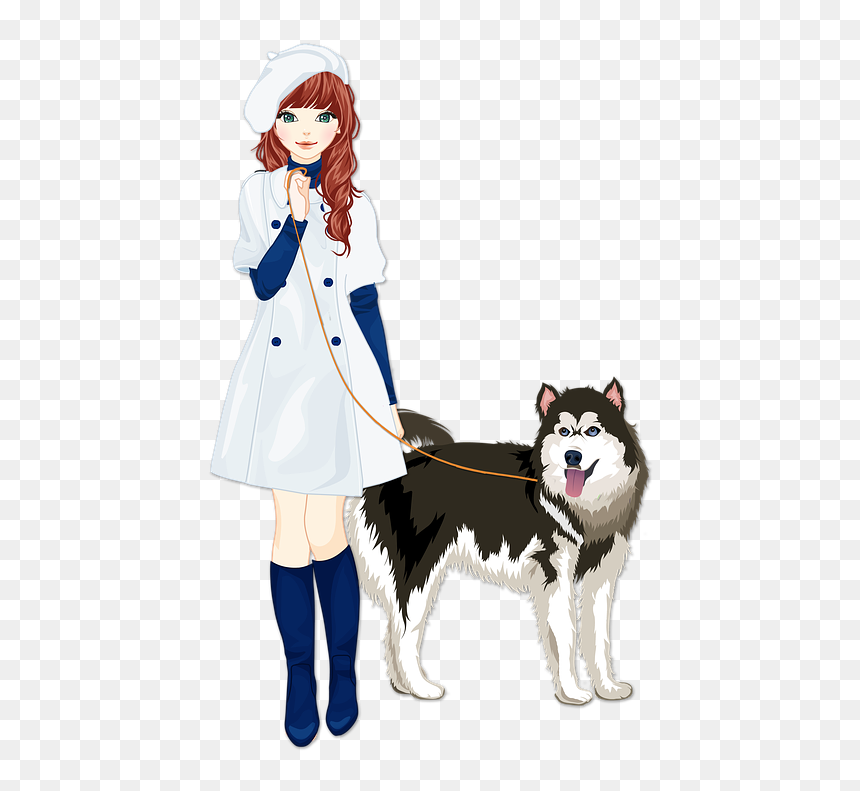 Walking The Dog Png Hd Transparent Walking The Dog - Girls With Dogs Cartoon, Png Download - girl walking png