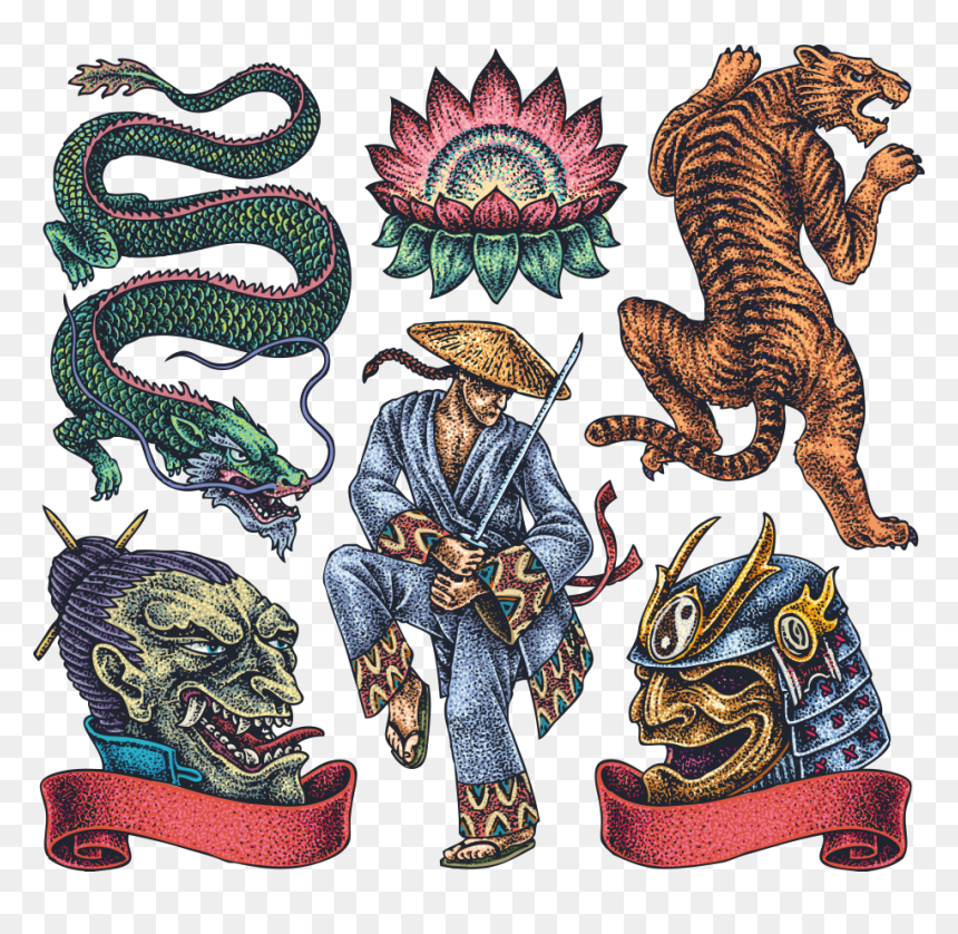 Tattoo Artist Character Japanese Dragon Vector Irezumi - Japanese Dragon Dragon Vector, HD Png Download - chinese dragon vector png