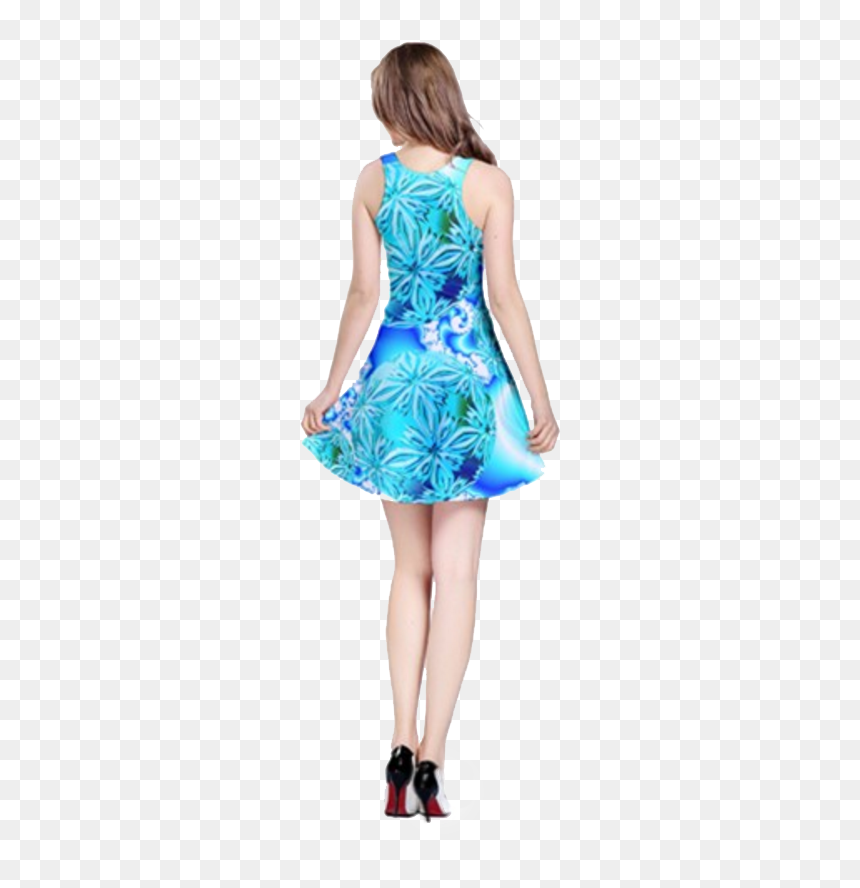 Blue Ice Crystals, Abstract Aqua Azure Cyan Reversible - Cocktail Dress, HD Png Download - ice crystals png