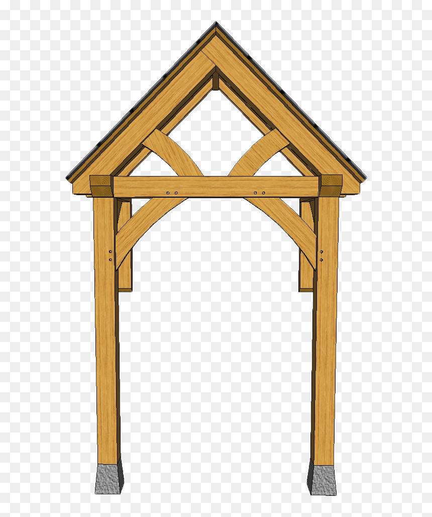 2 Post Porch A17 Curved Brace Truss With Rear Supporting - Timber Porch Truss, HD Png Download - wood post png