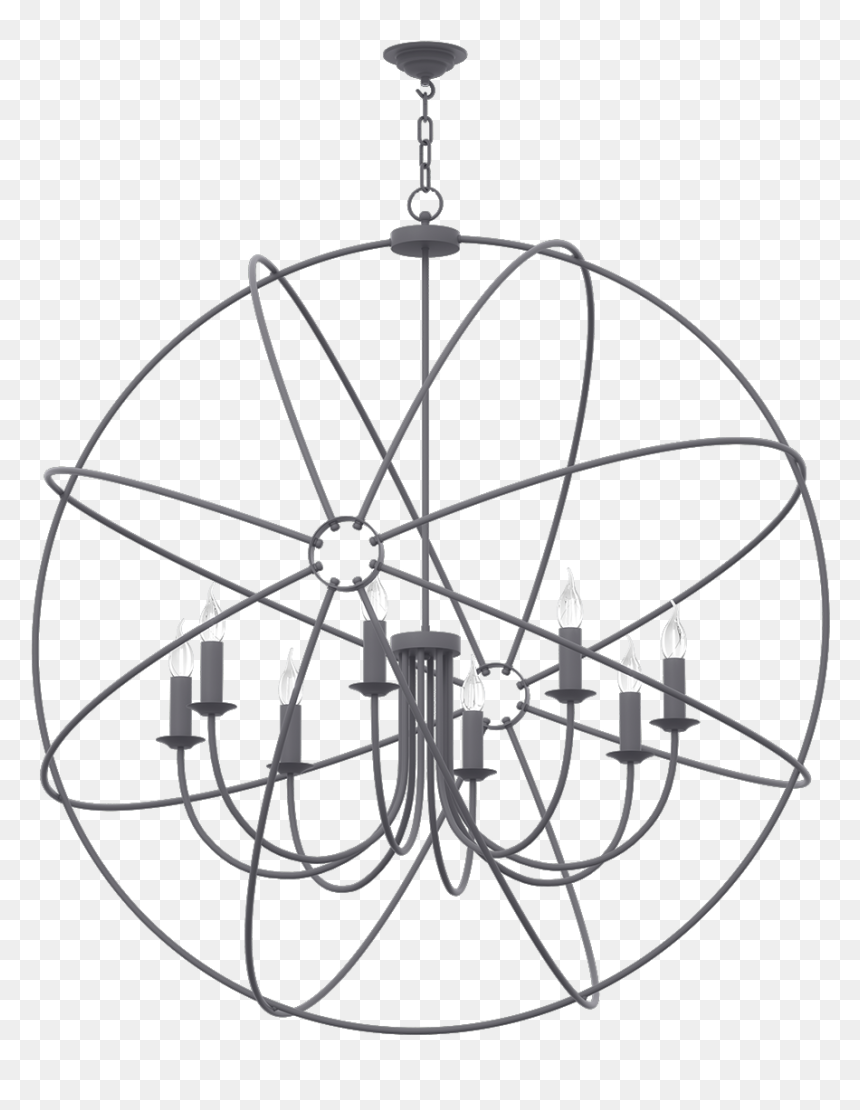 Orb Bespoke 8 Light 1200mm Pendant Black - Black, HD Png Download - light orb png