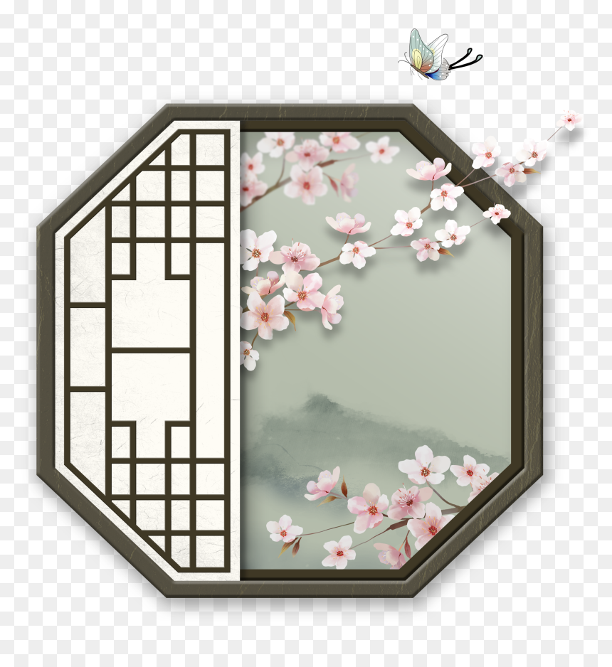Classical Beautiful Window Decoration Vector - 二十四节气, HD Png Download - window vector png
