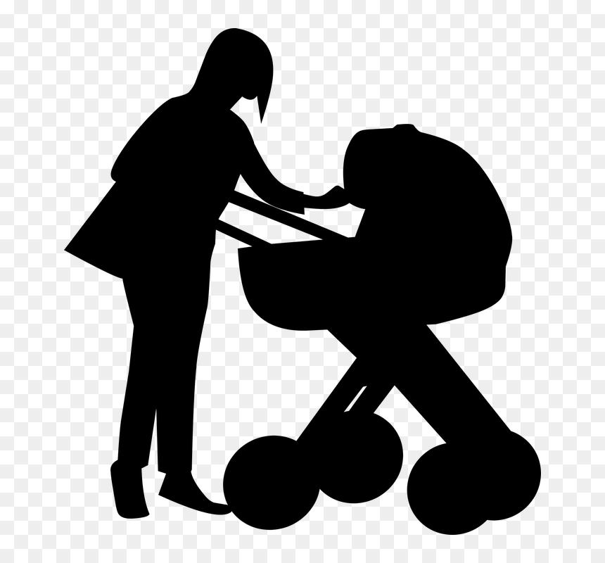 Sillouette Mother And Baby, HD Png Download - stroller png