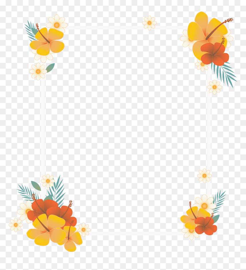 #frame #border #flowers #tropical #ftestickers Clipart - Portable Network Graphics, HD Png Download - tropical border png