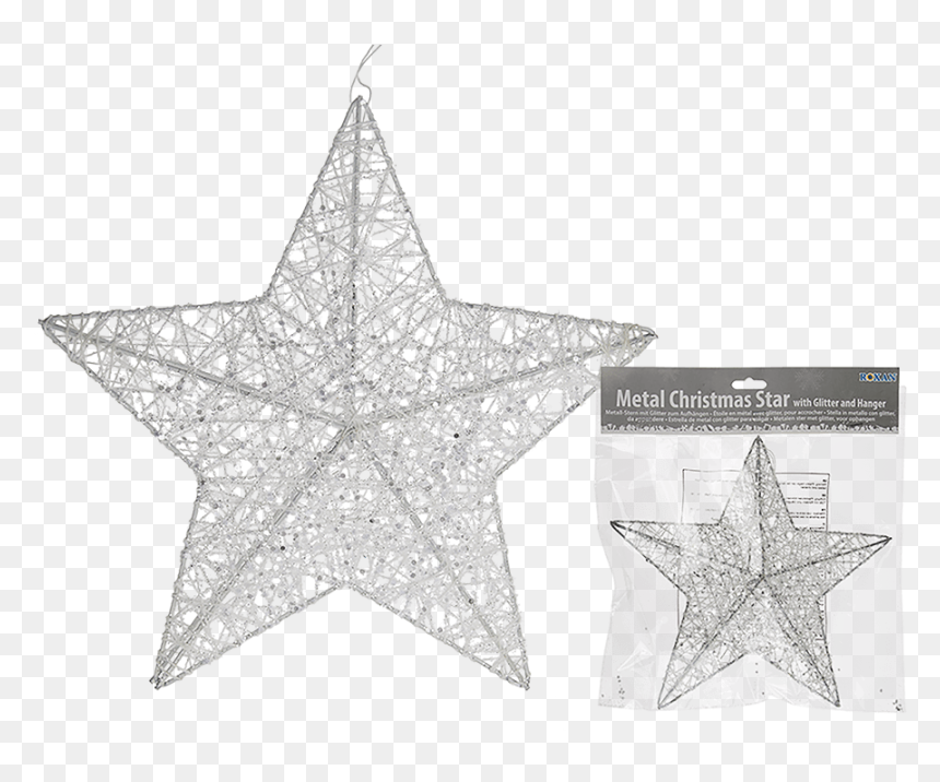 White 3d Metal Star With Glitter With Hanger - Star, HD Png Download - glitter star png