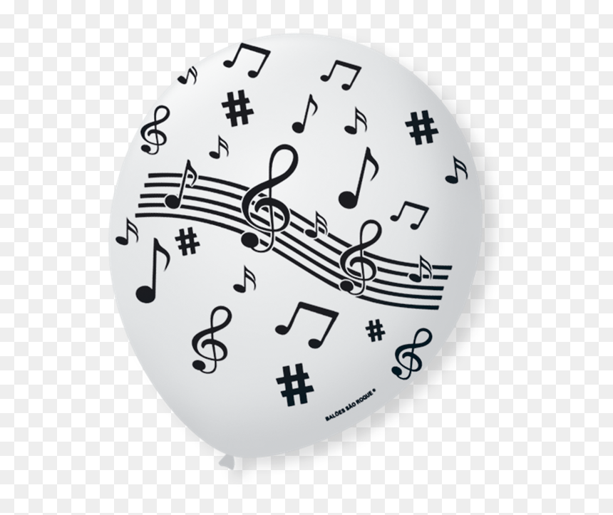 Balão São Roque N°9 C/25un Decorado Notas Musicais - Bexigas De Notas Musicais Png, Transparent Png - notas musicais png