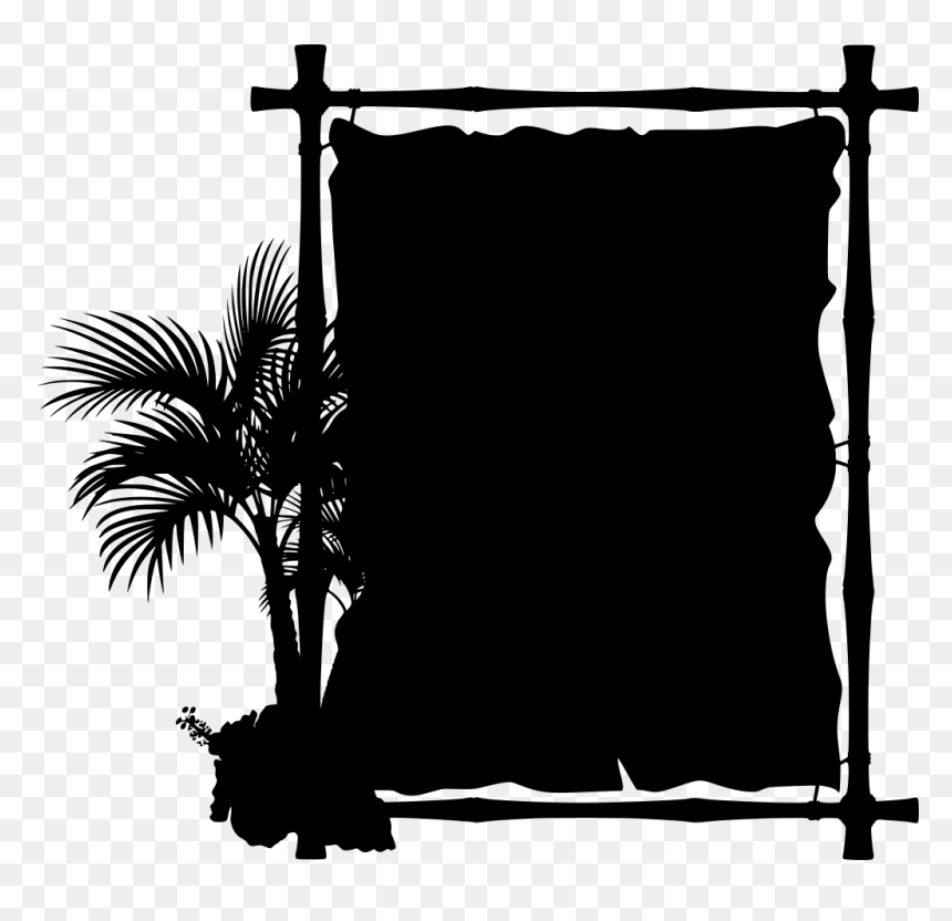 Black And White Tropical Border With Frame, HD Png Download - tropical border png