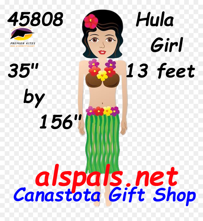 45808 Hula Girl - Cartoon, HD Png Download - hula girl png
