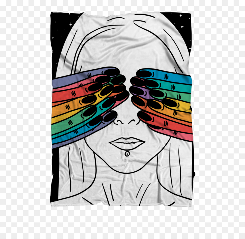 Hand Drawn Closed Eyes Premium Sublimation Adult Blanket - Drawing, HD Png Download - closed eyes png