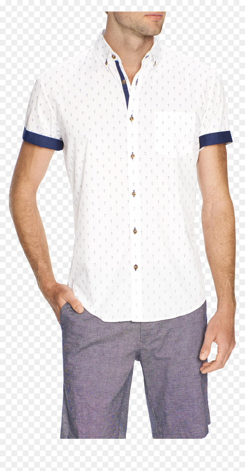 White Anchor Print Shirt - Polo Shirt, HD Png Download - white anchor png