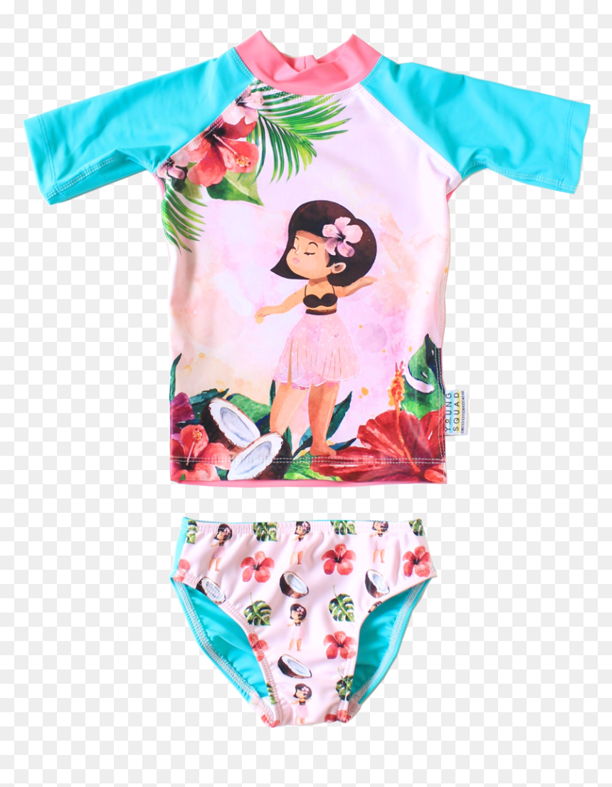 Girls Rash Vest And Pants Hula Girl - Girl, HD Png Download - hula girl png