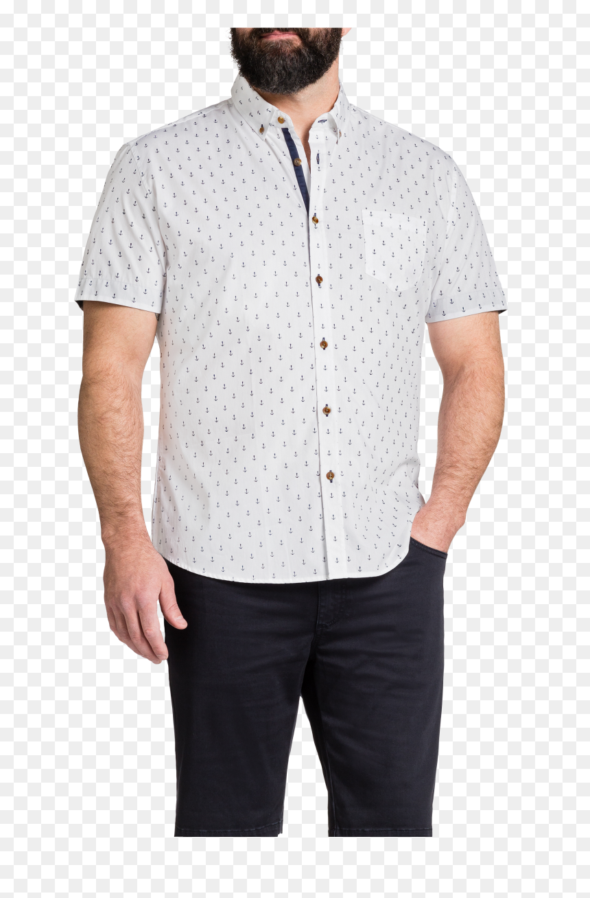 White Anchor Print Shirt - Formal Wear, HD Png Download - white anchor png