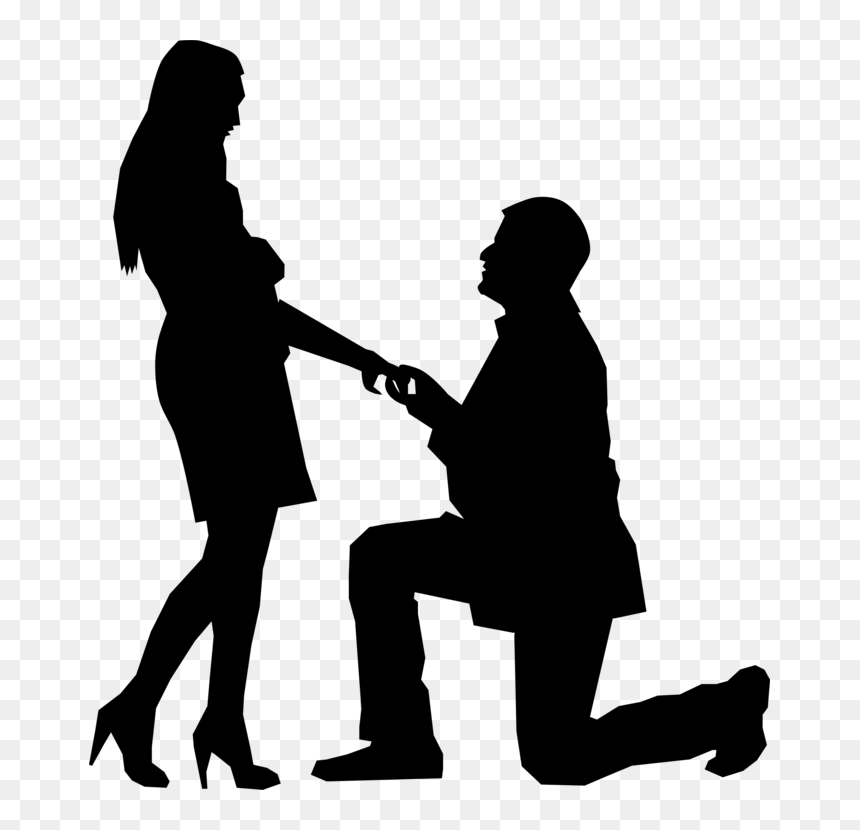 Standing,human Behavior,silhouette - Man On One Knee, HD Png Download - man standing silhouette png