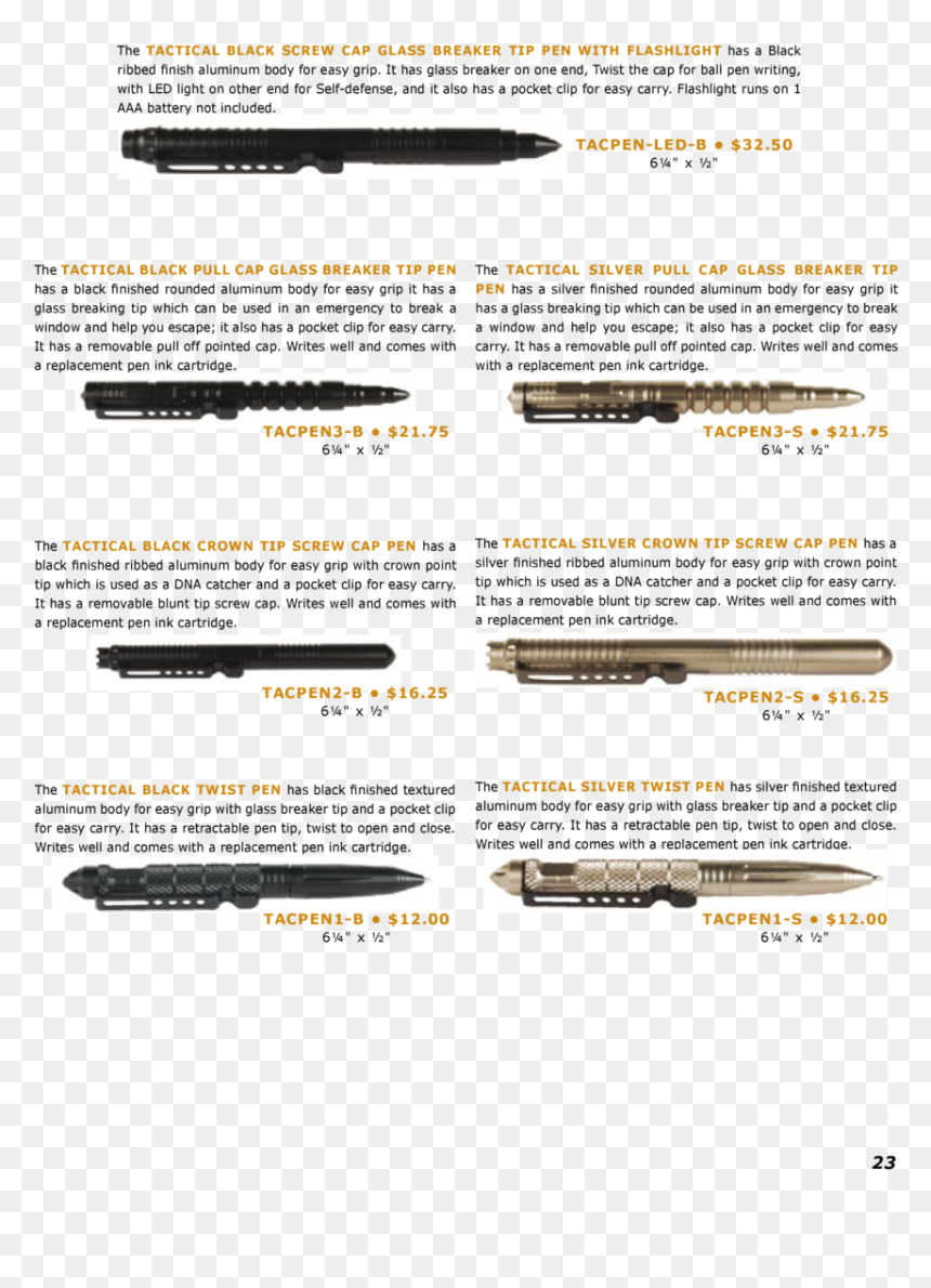 The Tactical Black Screw Cap Glass Breaker Tip Pen - Firearm, HD Png Download - thug life blunt png