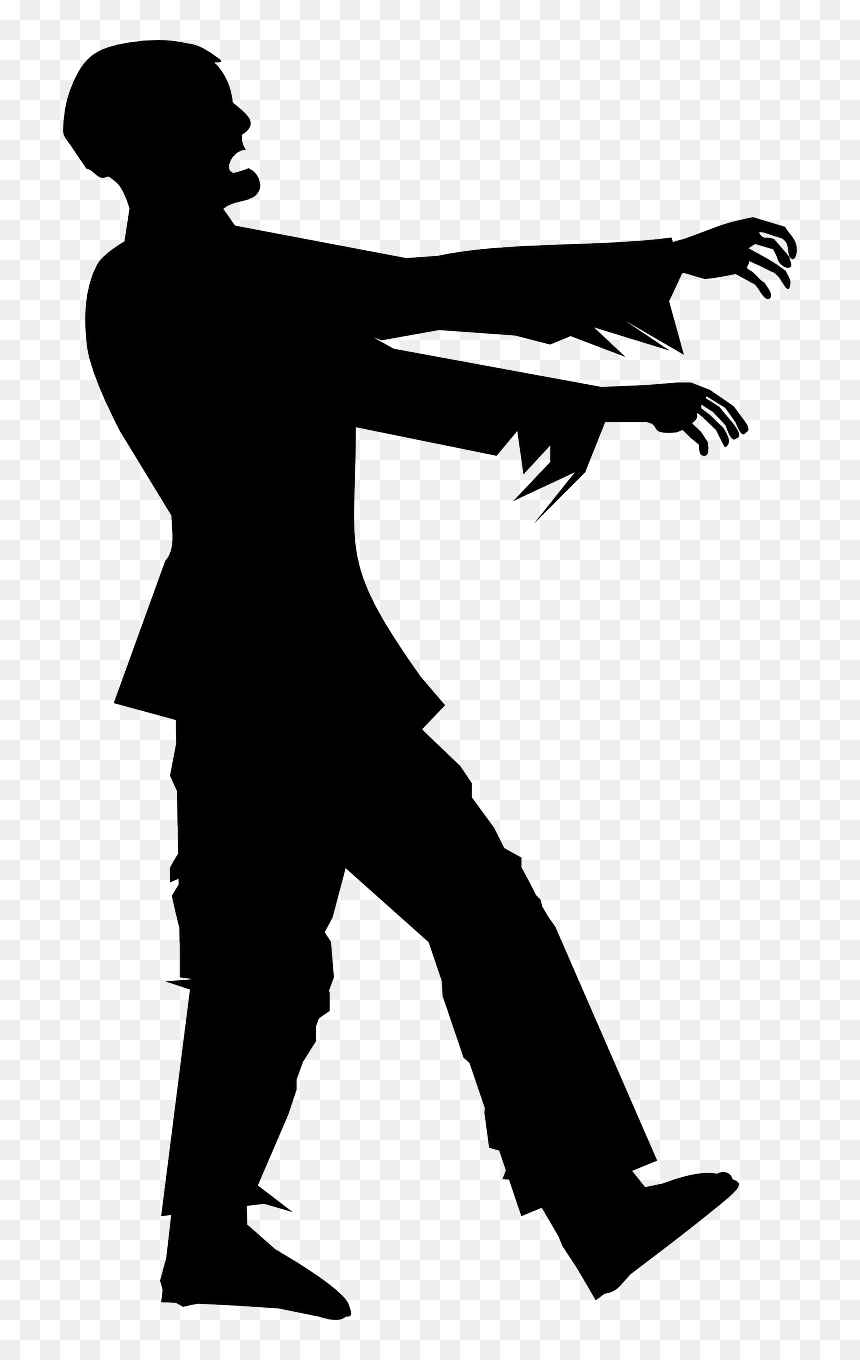 Black And White Zombie, HD Png Download - graveyard silhouette png