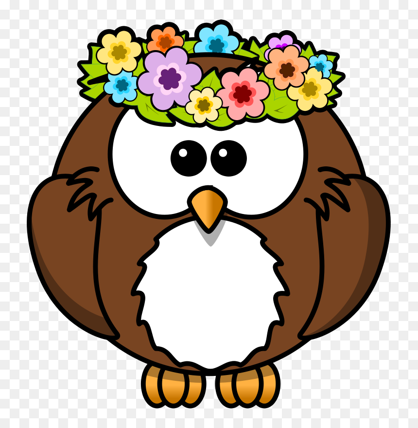 Springtime Animals And Flowers Png - Cartoon Owl, Transparent Png - spring clipart png