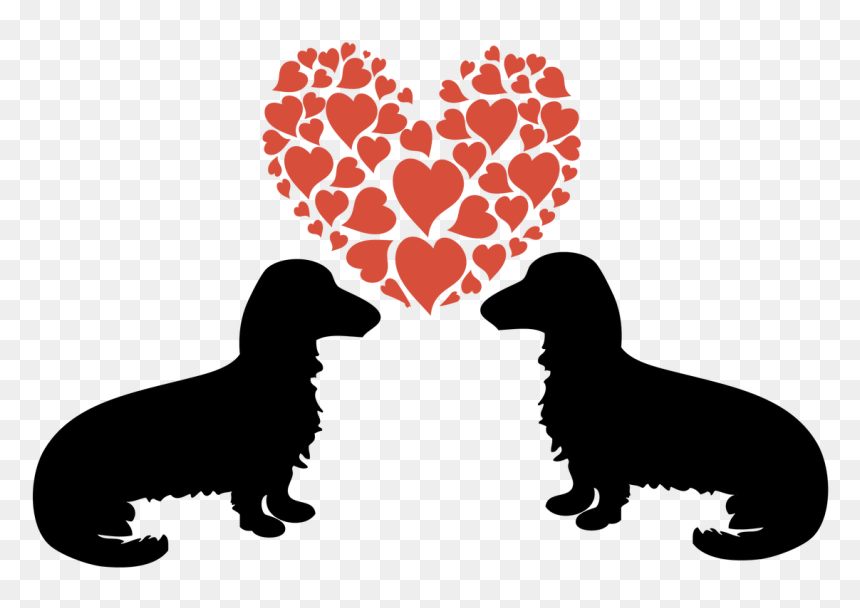 Dachshund Valentines Clipart, HD Png Download - dachshund silhouette png
