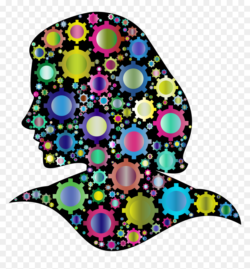 Prismatic Female Gear Head 4 Clip Arts - Head With Gear Png Icon, Transparent Png - gear silhouette png