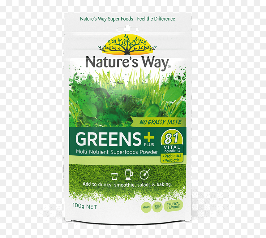 Nature's Way Superfoods Greens Plus 100g, HD Png Download - green smoothie png