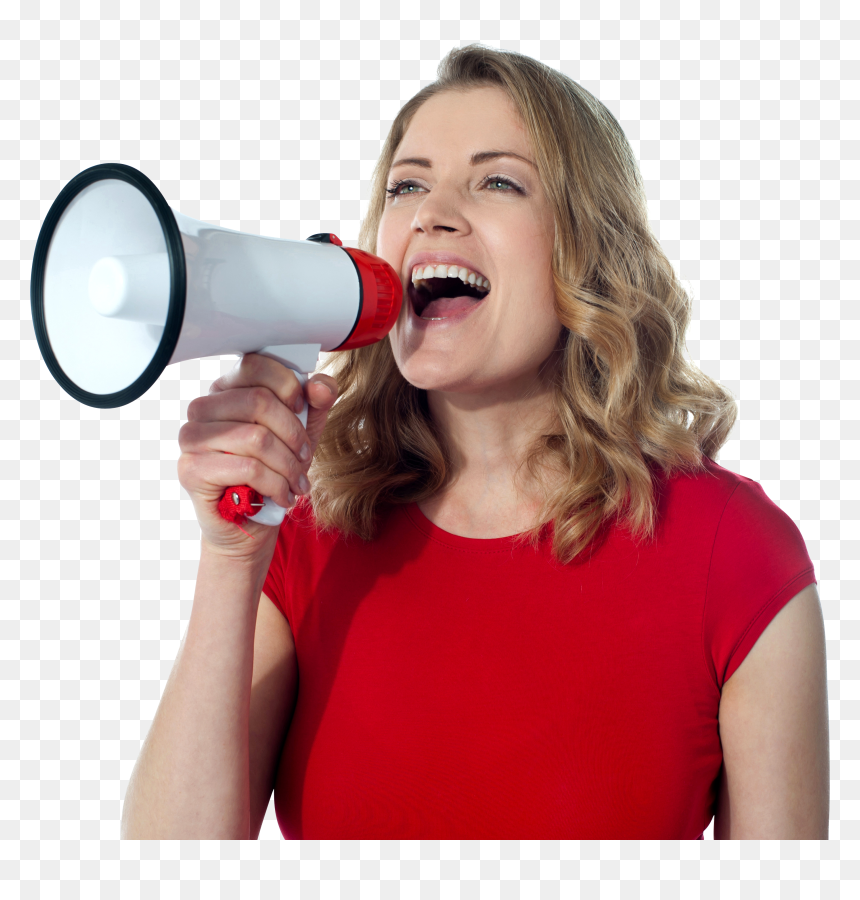 Woman With Megaphone, HD Png Download - loudspeaker png