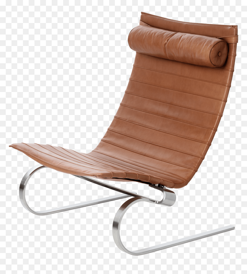 Pk20 Lounge Chair Poul Kjærholm Walnut Elegance Leather - Tan Leather Lounge Chair, HD Png Download - rocking chair png