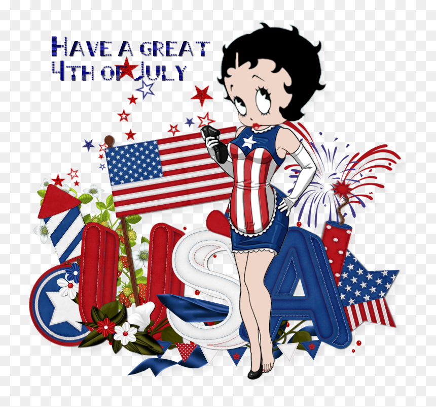 Betty Boop In Red White And Blue - Betty Boop 4th Of July, HD Png Download - red white and blue fireworks png