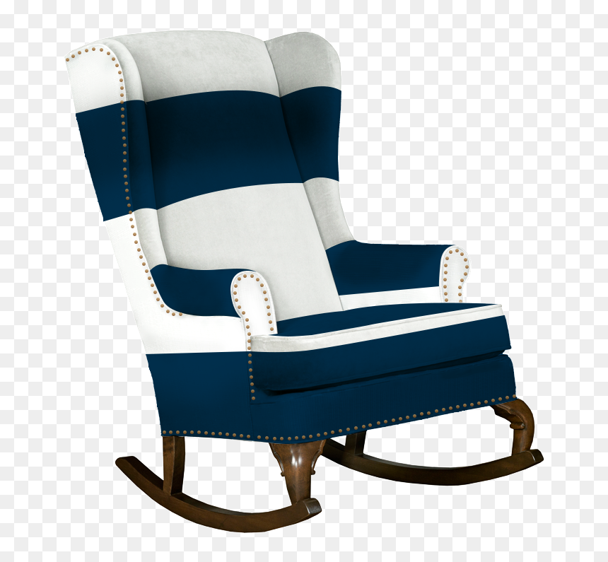 Navy And White Traditional Wingback Rocking Chair With - Wingback Chairs Png, Transparent Png - rocking chair png
