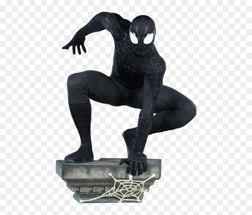 Black Suit Spiderman Statue, HD Png Download - black spiderman png