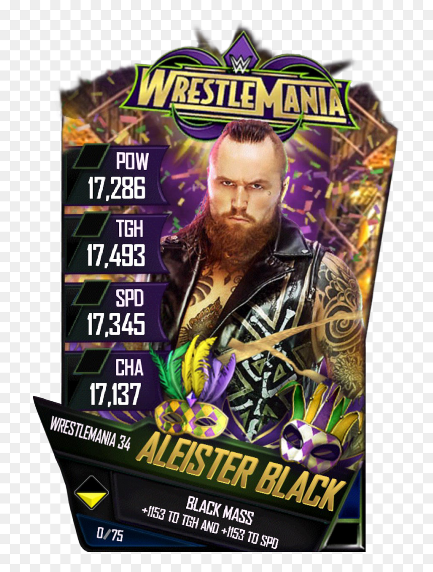 Aleisterblack S4 19 Wrestlemania34 - Wwe Supercard Wrestlemania 34 Cards, HD Png Download - aleister black png