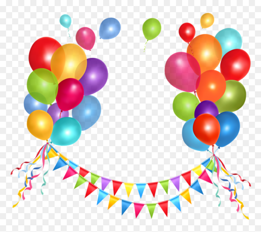 Free Png Transparent Party Streamer And Balloonspicture - Birthday Party Balloons Png, Png Download - streamer png
