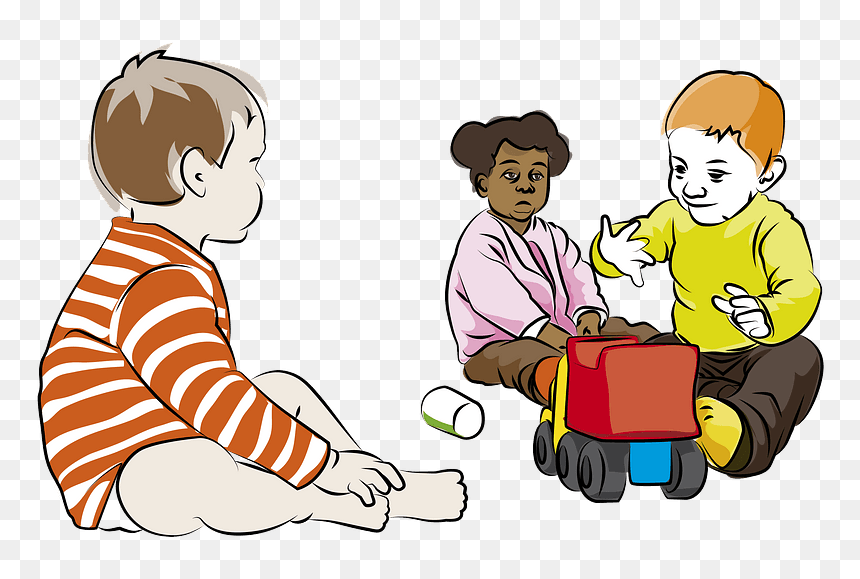 Kids And Toy Truck Clipart - Toddler, HD Png Download - kids sitting png