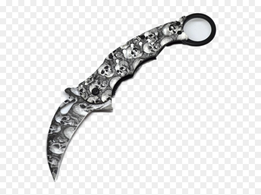 Fajn Nůž Karambit Sklápěcí, Vzor Lebka - Hunting Knife, HD Png Download - karambit png