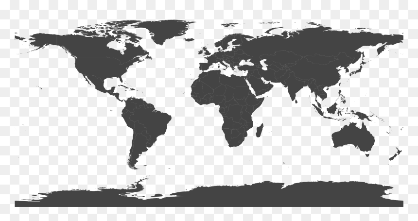Svg Map Open Source World - Northern Bottlenose Whale Range, HD Png Download - world map black and white png