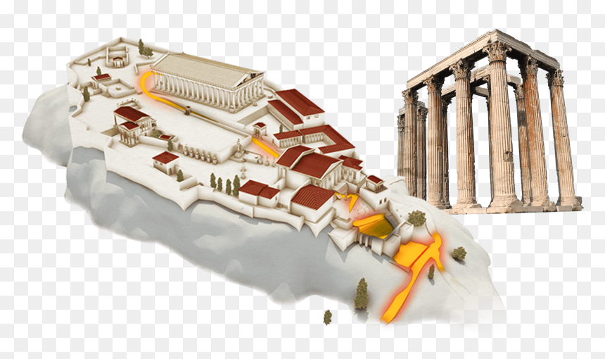 Acrópolis De Atenas - Temple Of Olympian Zeus, HD Png Download - greek column png