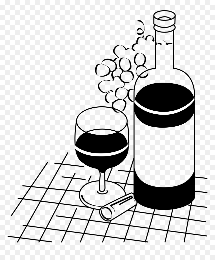 Summer Wine Clip Arts - Wine Glass With Bottle Drawing, HD Png Download - white wine png