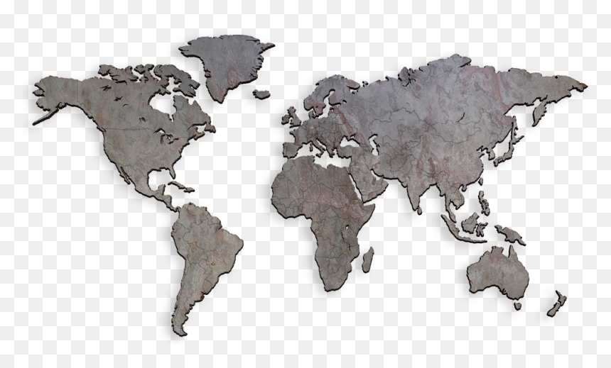 World Map Wood Cut, HD Png Download - world map black and white png