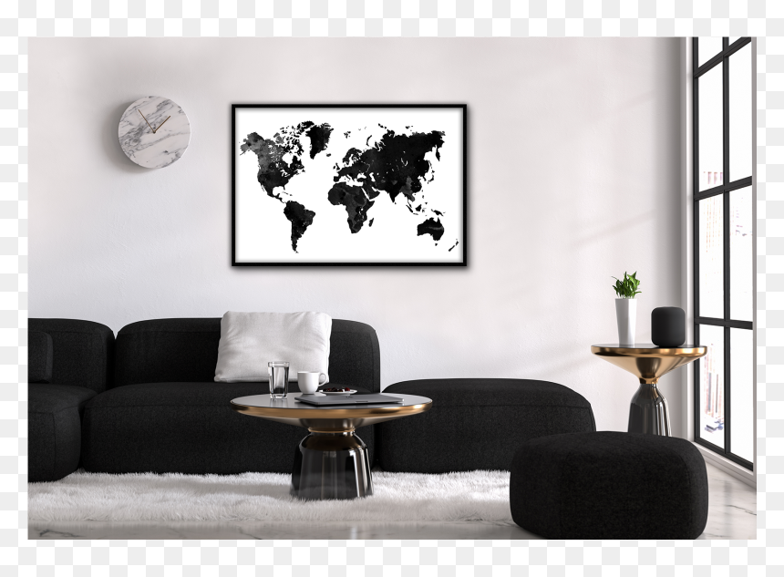 World Map, HD Png Download - world map black and white png