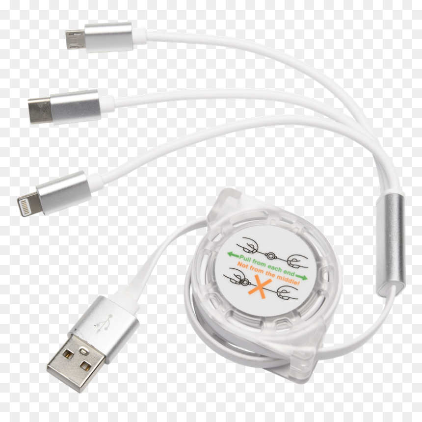 3 In 1 Retractable Usb Phone Charging Cord , Png Download - Usb Cable, Transparent Png - phone cord png