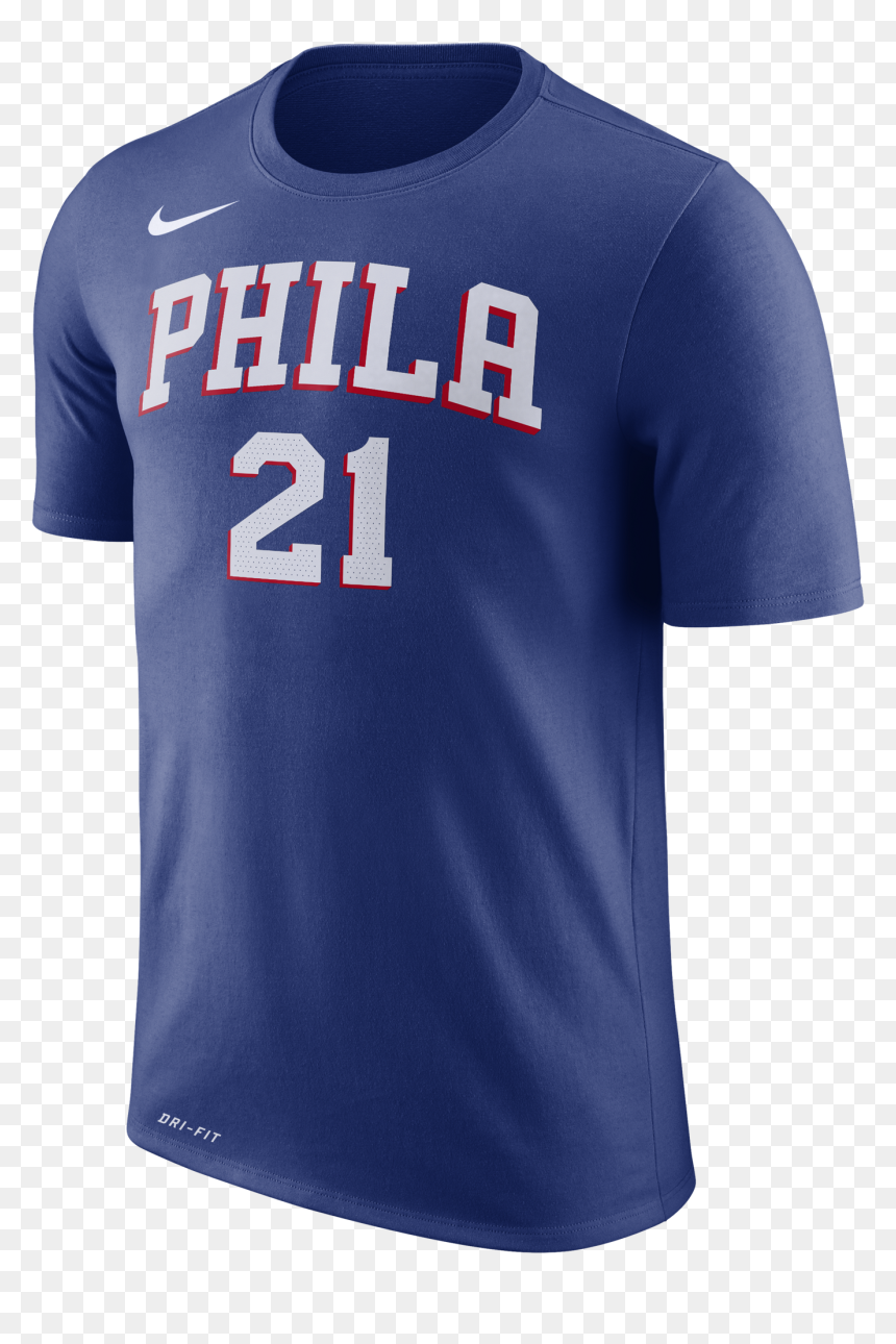 Philadelphia 76ers Men"s Joel Embiid Blue Player Tee - Paul George Clippers Tahirt, HD Png Download - joel embiid png