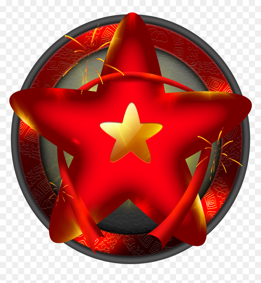 Pentagram Red Pointed Star Streamer Chinese Style Png - Emblem, Transparent Png - streamer png