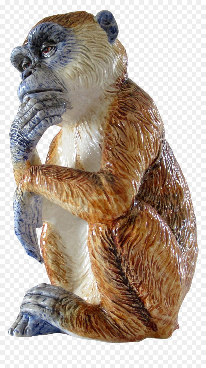 Vintage Italian Hand-painted Signed Majolica Monkey - Figurine, HD Png Download - italian hand png