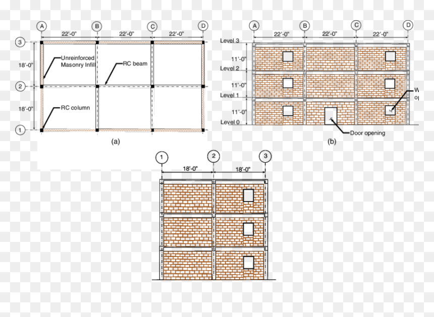 Transparent Line Frame Png - Single Wythe Wall Plan And Layout, Png Download - line frame png