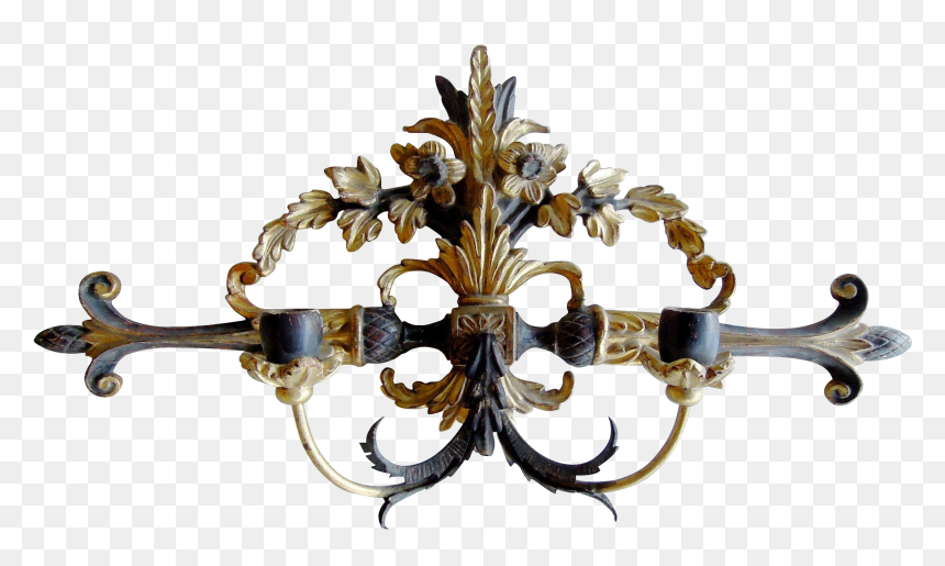 Antique Italian Hand Carved Wood & Tole Sconce With - Chandelier, HD Png Download - italian hand png