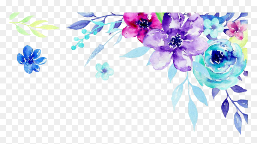 Ftestickers Flowers Floral Watercolor Corner Edging - April Calendar 2020 Floral, HD Png Download - corner flowers png