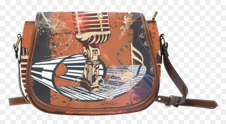 Music, Golden Microphone And Piano Saddle Bag/large - Handbag, HD Png Download - golden microphone png