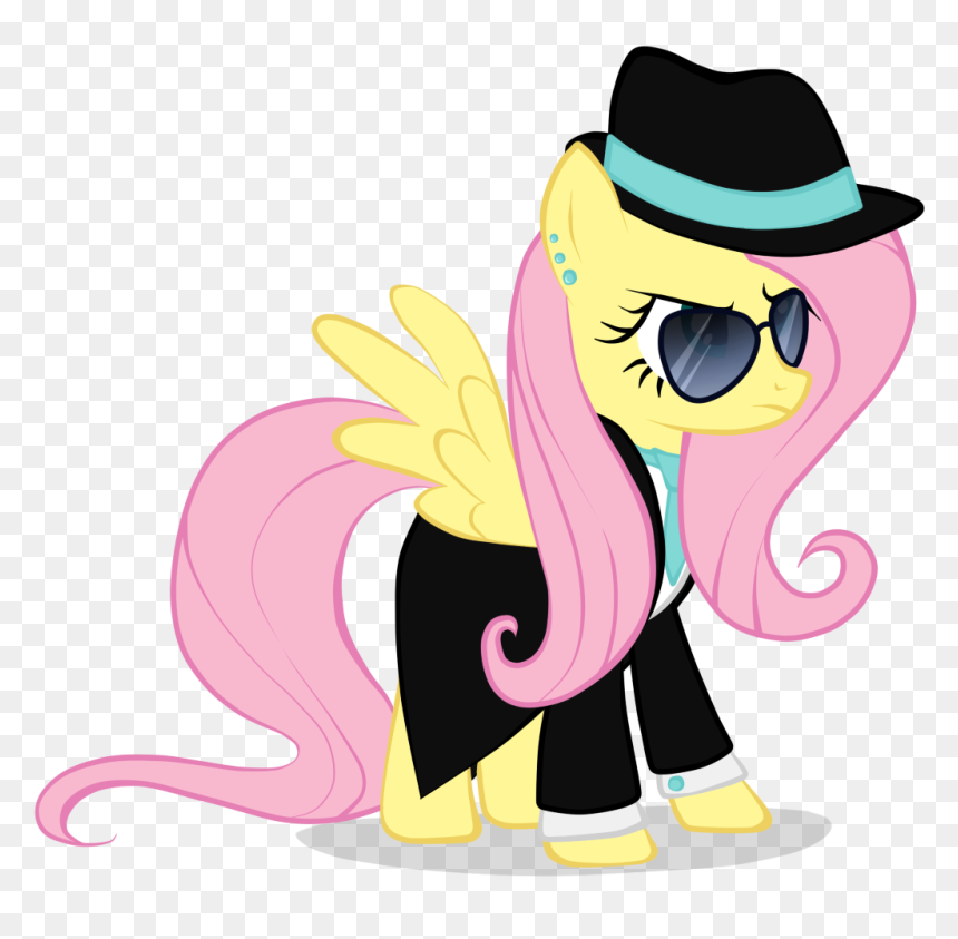 Souleevee99, Clothes, Earring, Fluttershy, Gangsta, - Cartoon, HD Png Download - gangster hat png