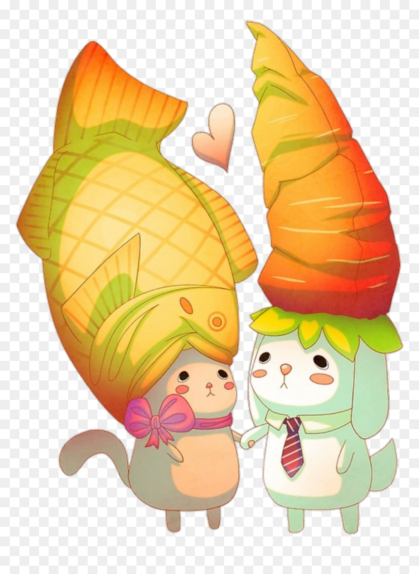Love Heart Fish Carrot Kawaii Rabbit Bunny Bunnyrabbit - Illustration, HD Png Download - carrot clipart png