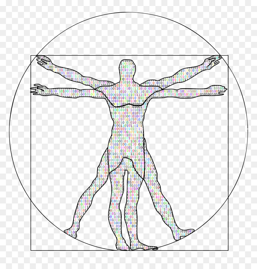 Prismatic Binary Vitruvian Man Clip Arts - Vitruvian Man Art Digital, HD Png Download - man back png